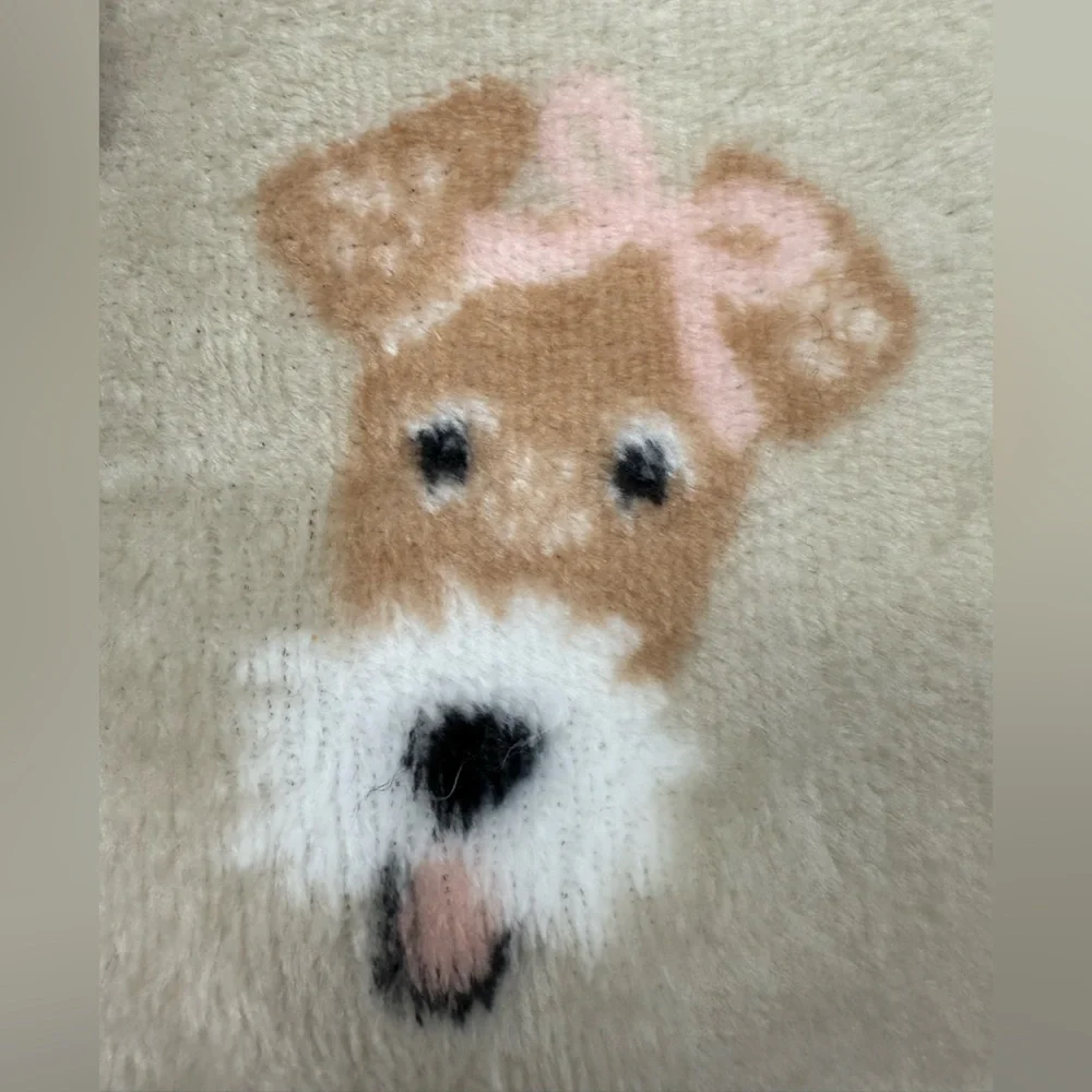 NWT Berkshire LusterSoft Throw Blanket Beige Dogs Print 50”x70” Dog Poodle Pup